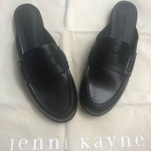 Jenni Kayne black leather loafer mule.